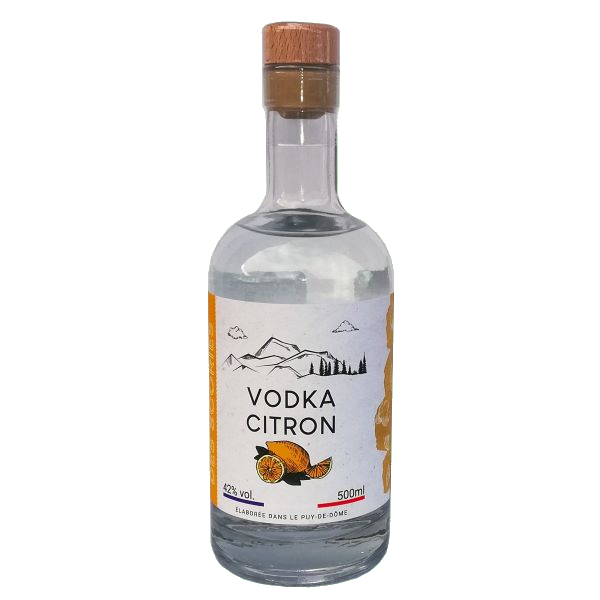 vodka citron distillée en Auvergne par la distillerie des scories