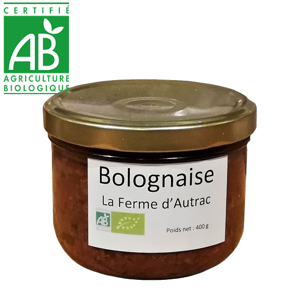 conserve de bolognaise bio à base de viande d'Auvergne