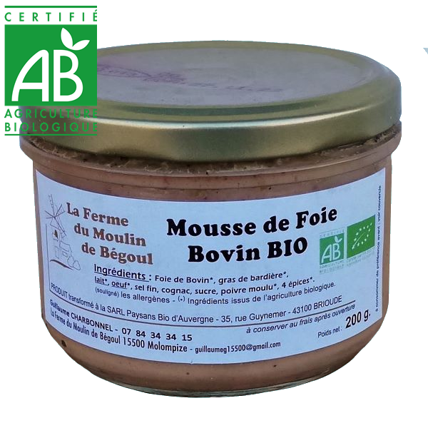 Mousse de foie bio de viande bovine Auvergne